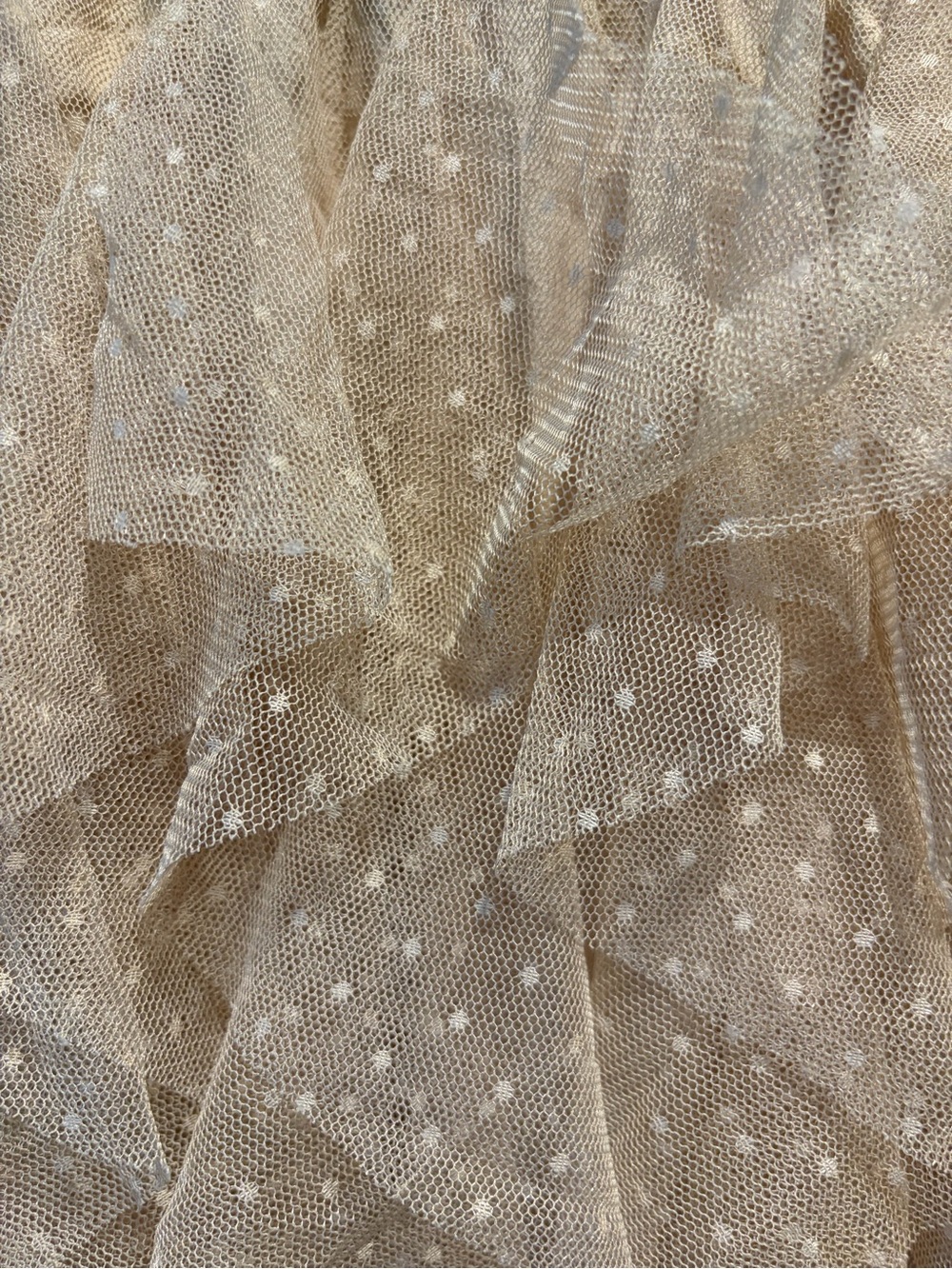 NWT WD.NY Beige Tulle Polka Dot Tiered Ruffle Midi Skirt Size Small - Picture 4 of 5